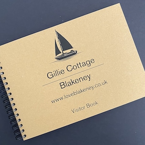 Personalised Kraft & Black Visitors Book Featuring Sailing Yacht Design