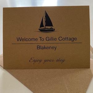 Welkomstkaarten voor gasten, vakantiehuiskaarten, Air BnB-welkomstkaarten, cadeaubon
