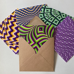 5 Geometric Print Cards, Birthday Card Multi-pack, Thankyou Cards, Blank Greetings Cards, Kids Cards