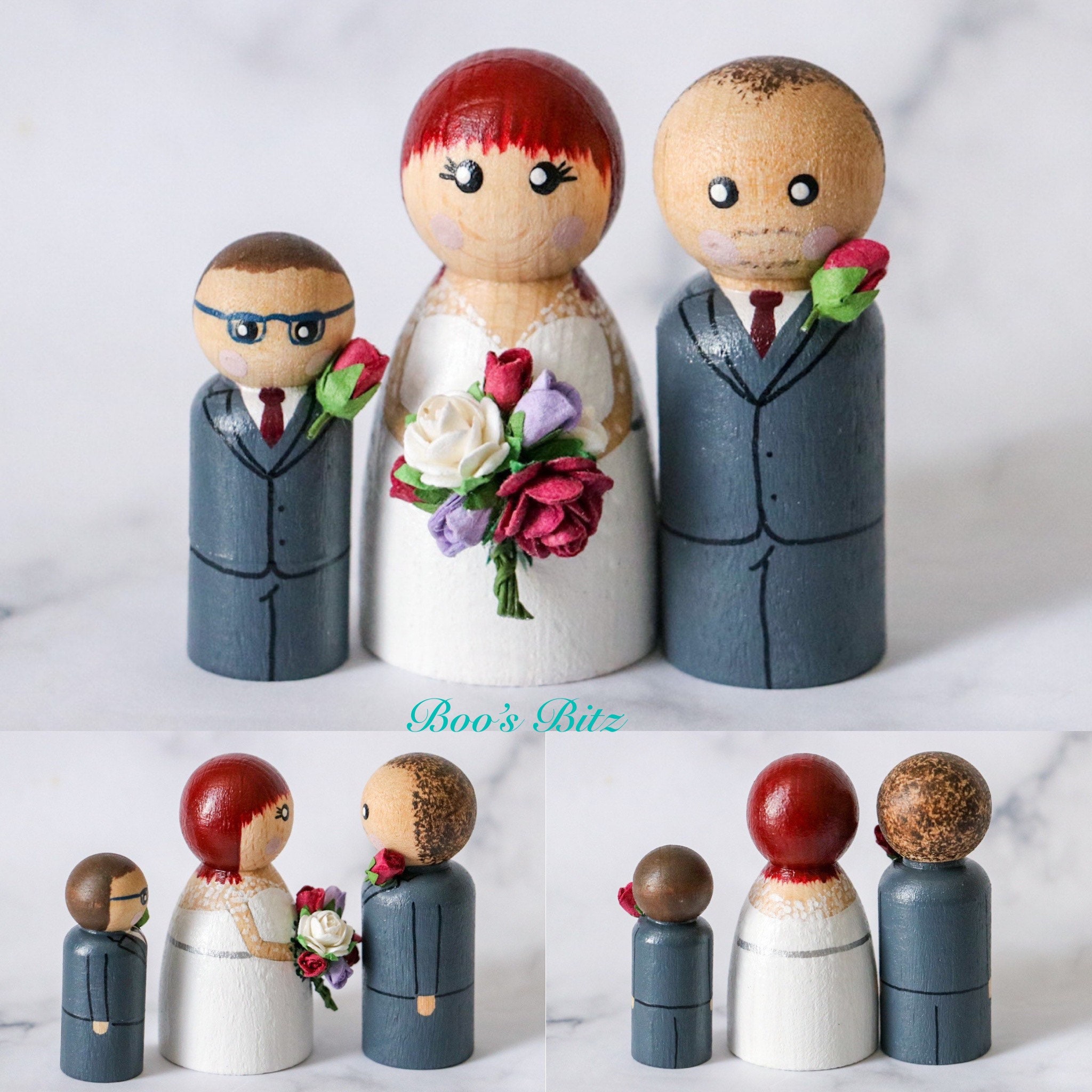 Wedding Bride and Groom Peg Dolls Cake Topper Gift Wedding - Etsy