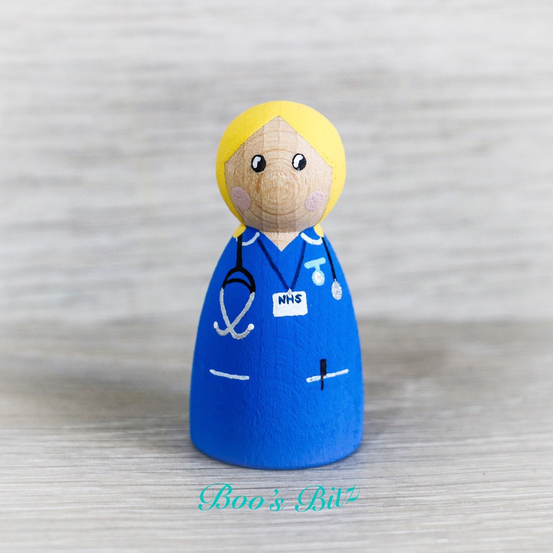 Nurse Peg Doll Keepsake, Gift, Cake Topper 6cm personalised Handmade