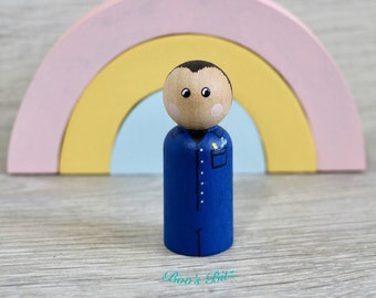 Mechanic peg doll keepsake, gift, cake topper (personalised) handmade, key worker