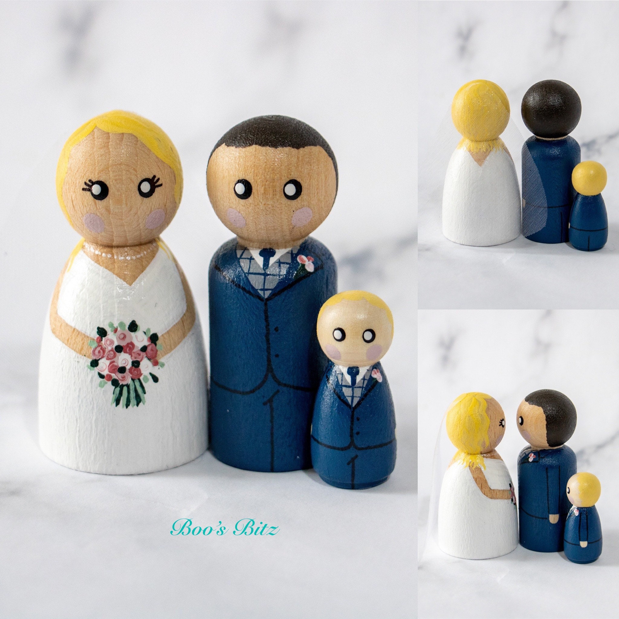 Wedding Bride and Groom Peg Dolls Cake Topper Gift Wedding - Etsy UK