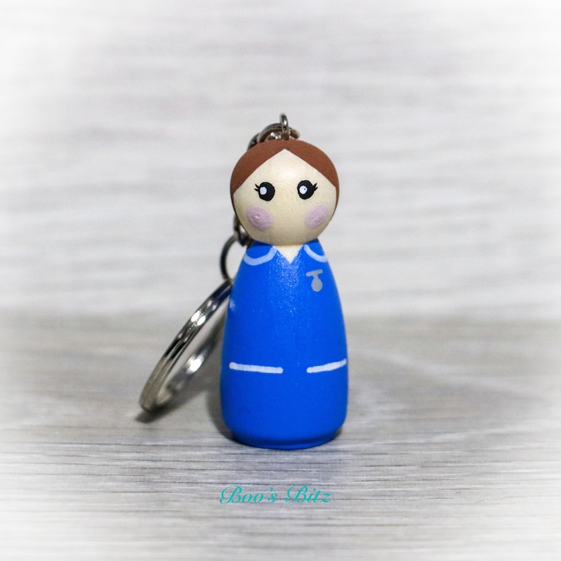 Nurse Peg Doll Keyring / Charm 4.3cm personalised NHS Key Etsy UK