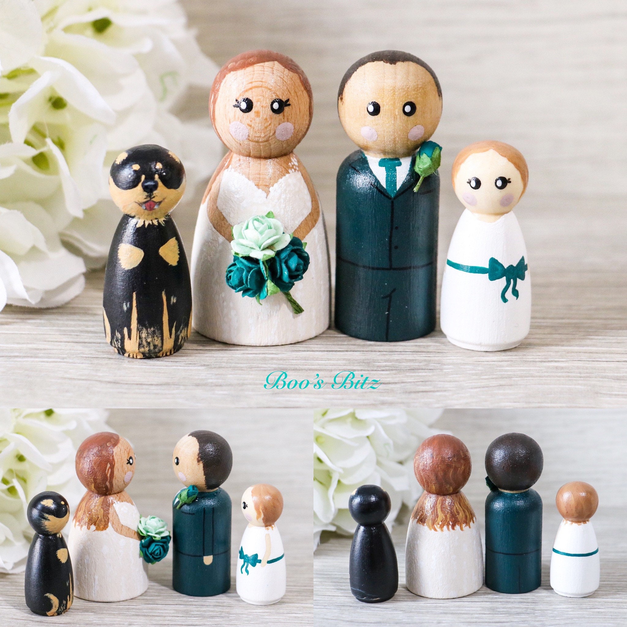 Wedding Bride and Groom Peg Dolls cake topper gift wedding | Etsy