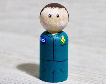 Paramedic peg doll keepsake, gift, cake topper (personalised) handmade, NHS, key worker