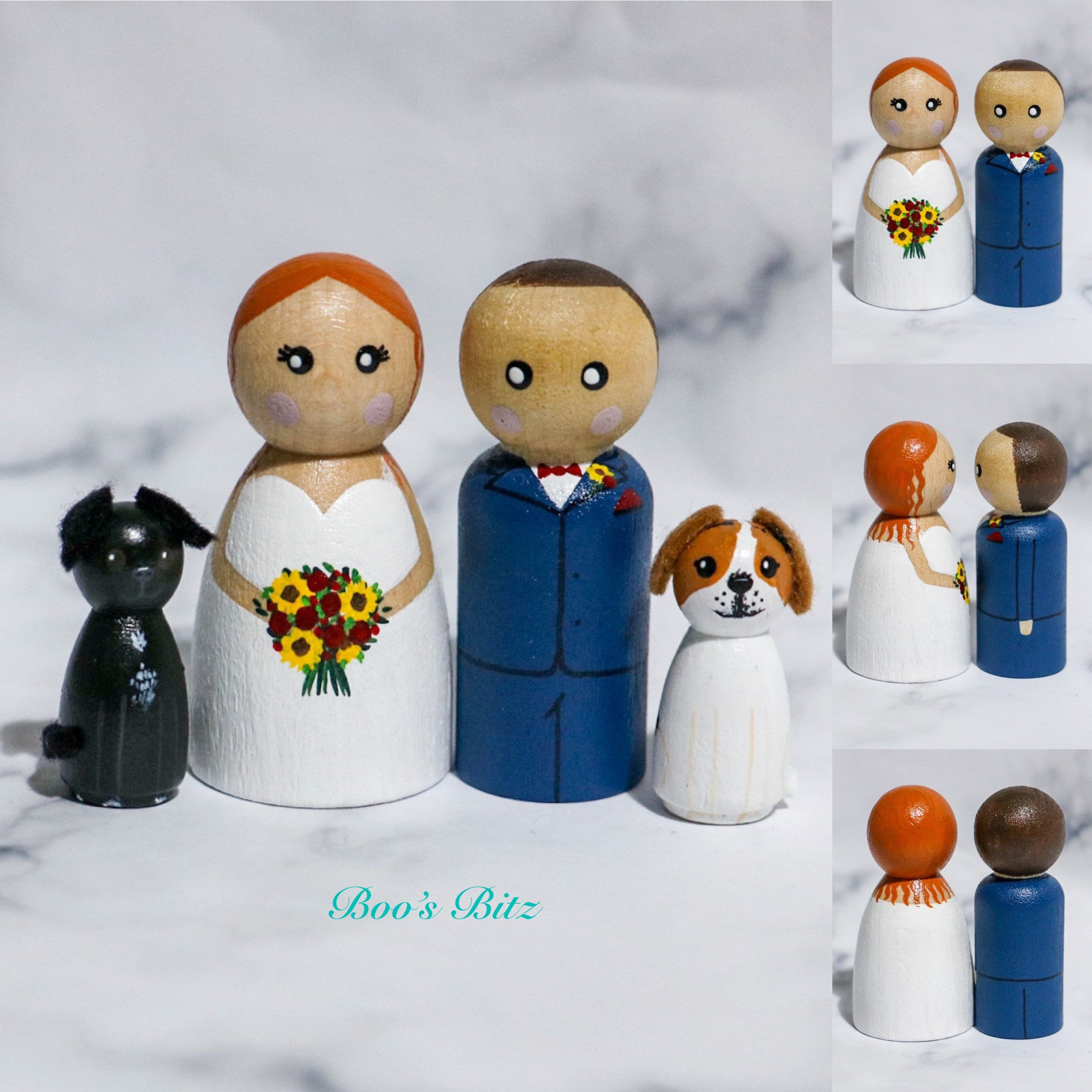 Wedding Bride and Groom Peg Dolls Cake Topper Gift Wedding - Etsy