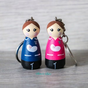 Midwife Doll Keyring / Charm 4.3cm (personalised) NHS key worker Handmade