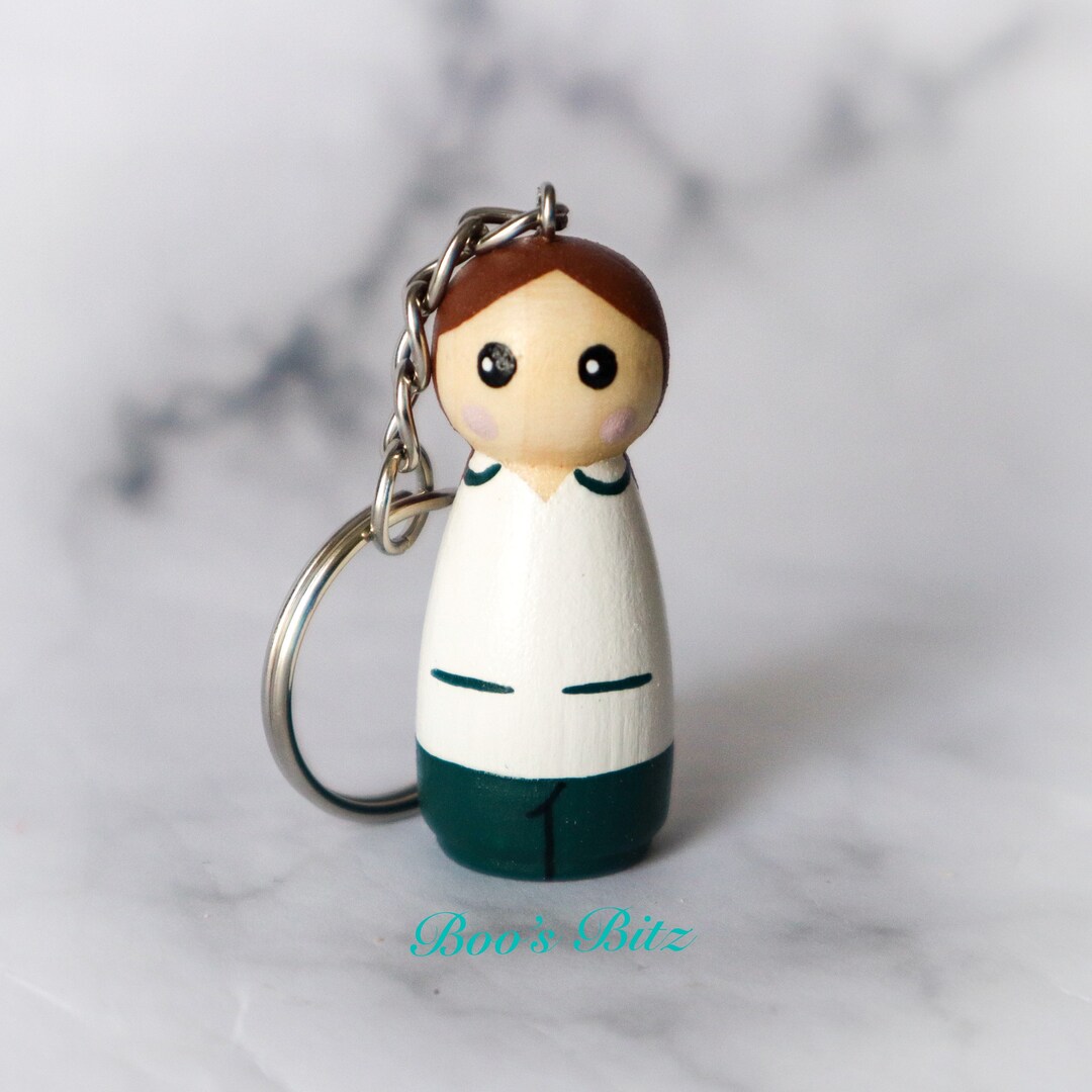 Occupational Therapist Peg Doll Keyring / Charm 4.3cm personalised NHS