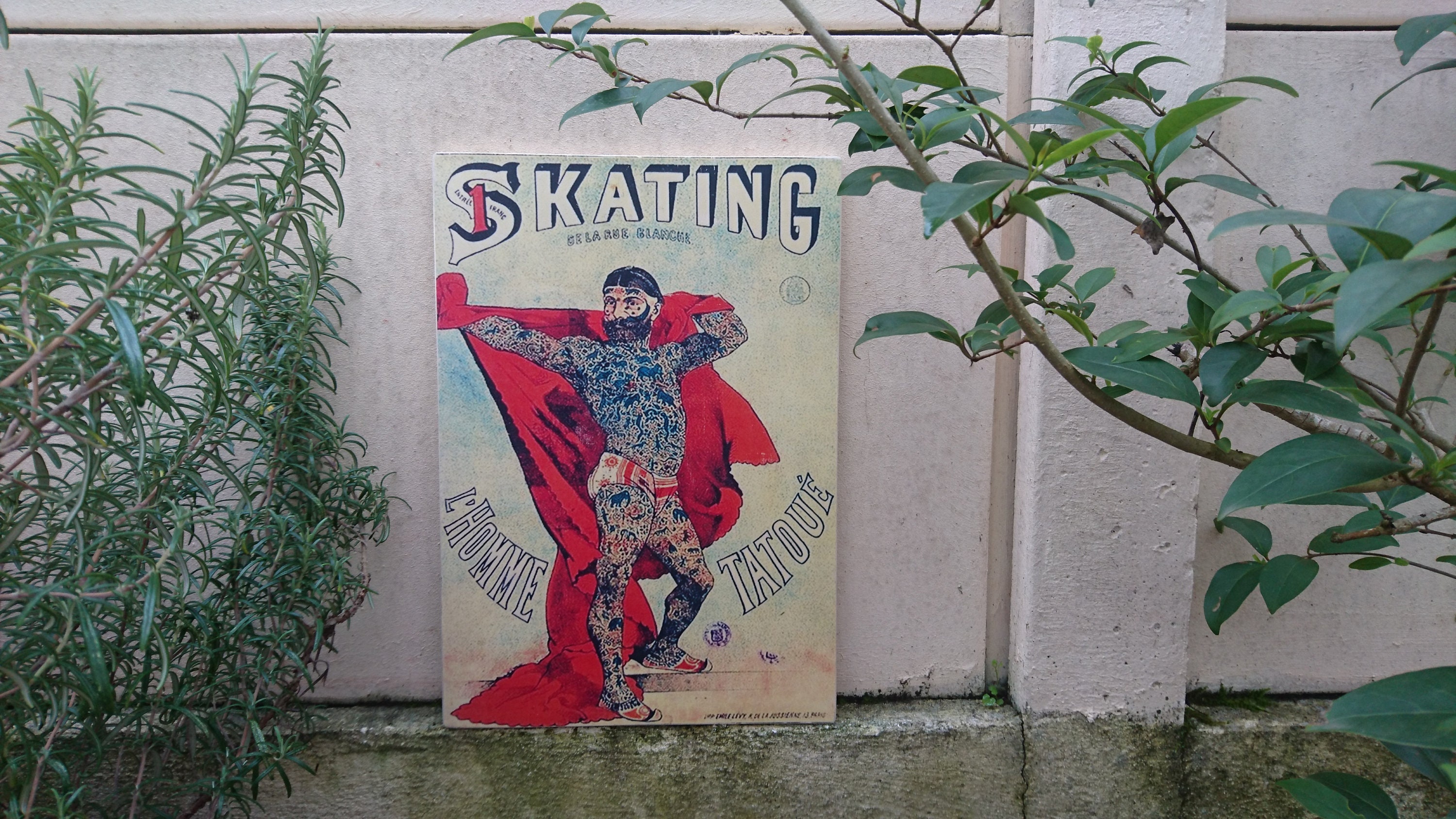 Skating. Impression sur Bois. Print in Wood. Transfert Déco Vintage. Murale. Homemade.