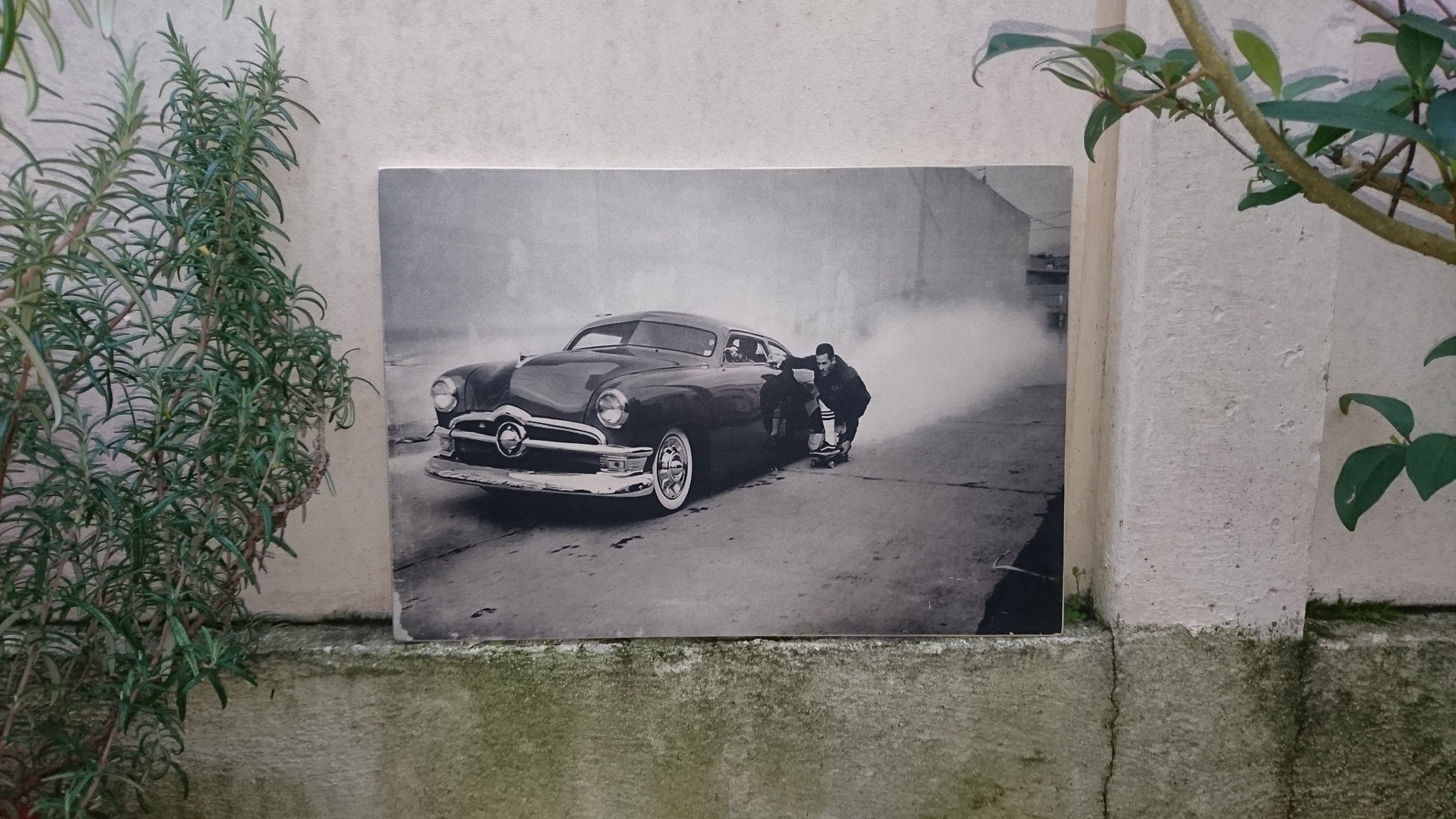 Skate Voiture Old School . Impression sur Bois. Print in Wood. Transfert Déco Vintage. Murale. Homem