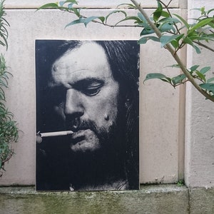Lemmy Kilmister Motorhead. Printing on wood. Print in wood. Transfer to wood.Vintage decoration.Wall decoration. Homemade.