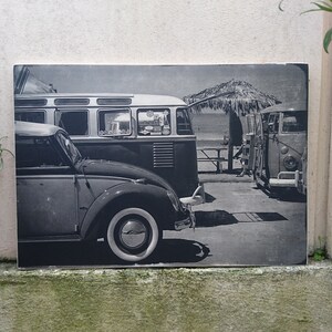 Kombi Cox. Druk na drewnie. Druk w drewnie. Przenieść na drewno. Wystrój w stylu vintage. Dekoracja ścienna. Domowej roboty.