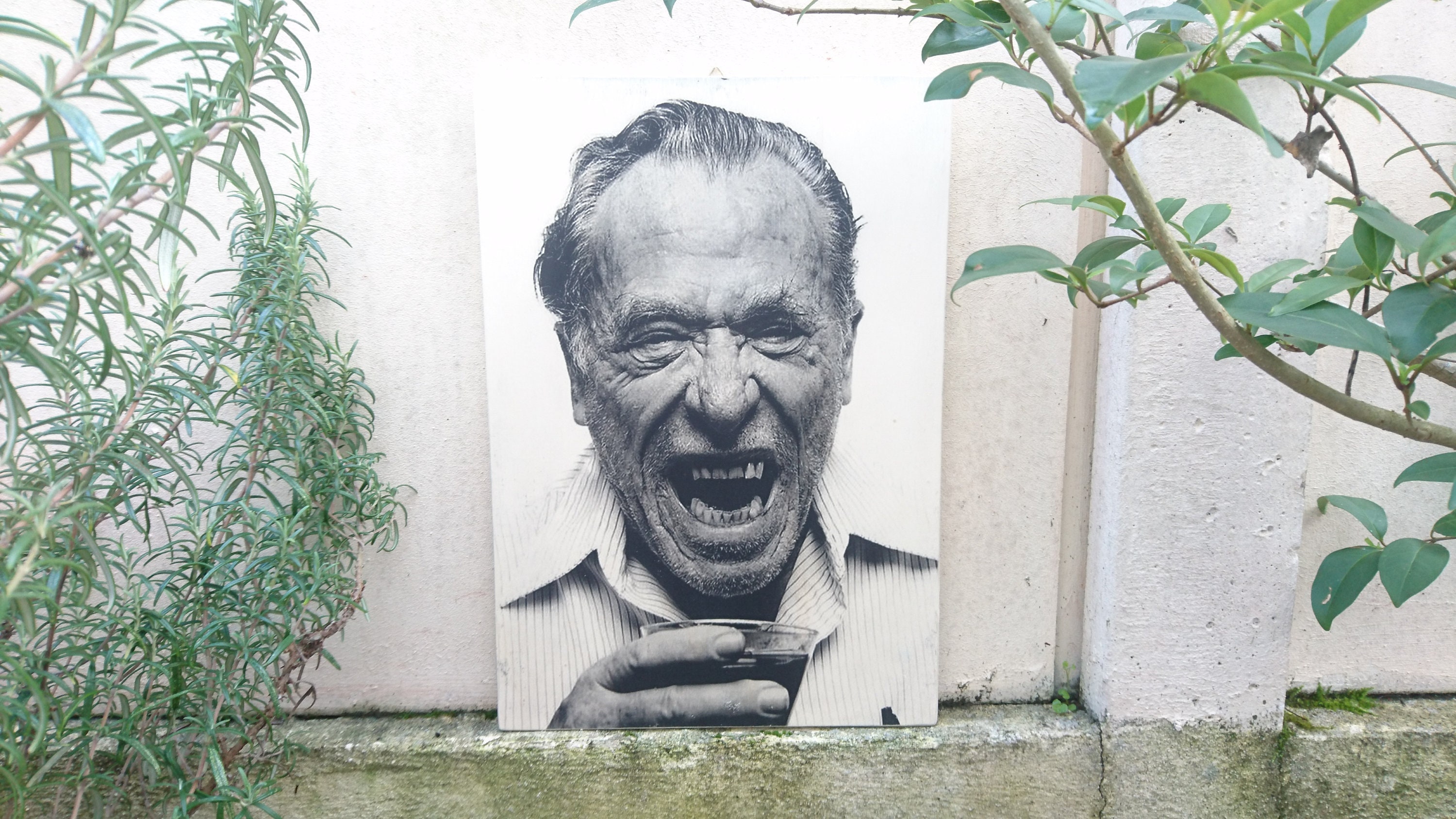 Charles Bukowski . Impression sur Bois. Print in Wood Transfert Bois Déco Vintage Murale.