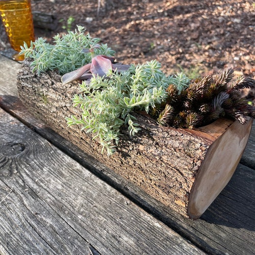Rustic Planter, Farmhouse Log Decor