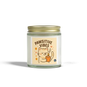 Pawsitive Vibes Scented Candles, Aromatherapy Gift, Cat Lovers Candle, Cozy Home Decor, Pet-Themed Gift, Relaxation
