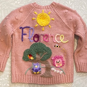 Personalised Childrens Cardigan with hand embroidered name - Custom design