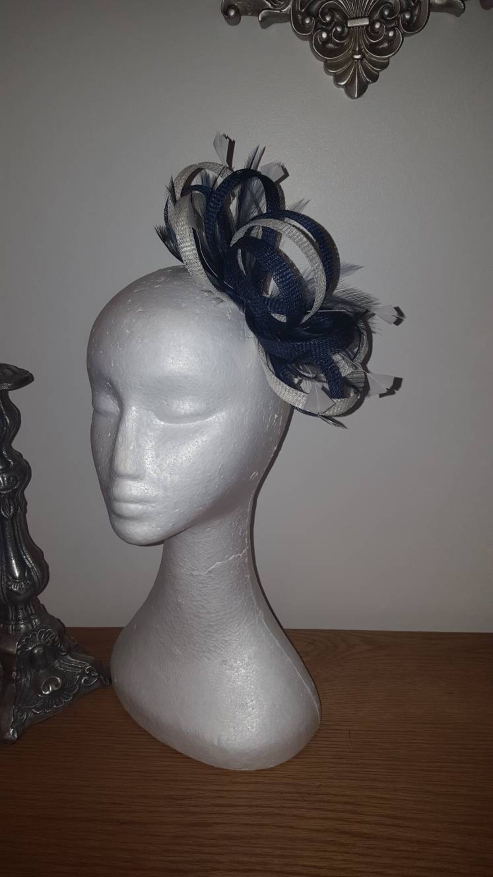 Navy and cream/ivory fascinator Etsy