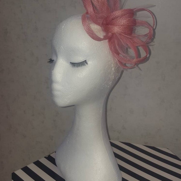 Dusky pink fascinator wedding/races special occasions