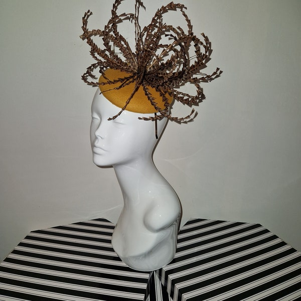 Pheasant feather fascinator hatinator for weddings races special occasions Aintree Chester Cheltenham Royal Ascot races