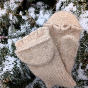 Fold-over gloves (finger cots and mittens in one) made from local sheep's wool