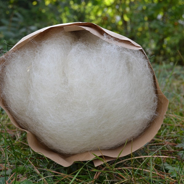 1000g kardierte Wolle als von heimischen Schafrassen naturbelassen und naturfarben direkt vom Schäfer