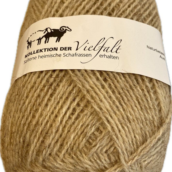 100g Strickwolle naturfarben 100% reine Schafwolle naturbelassen vom Coburger Fuchsschaf ***NEU als Knäuel NEU***