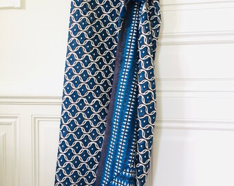 Pareo Scarf Sarong LIVIA 110 x 180 cm hand-printed with block print woodblock - boho chic