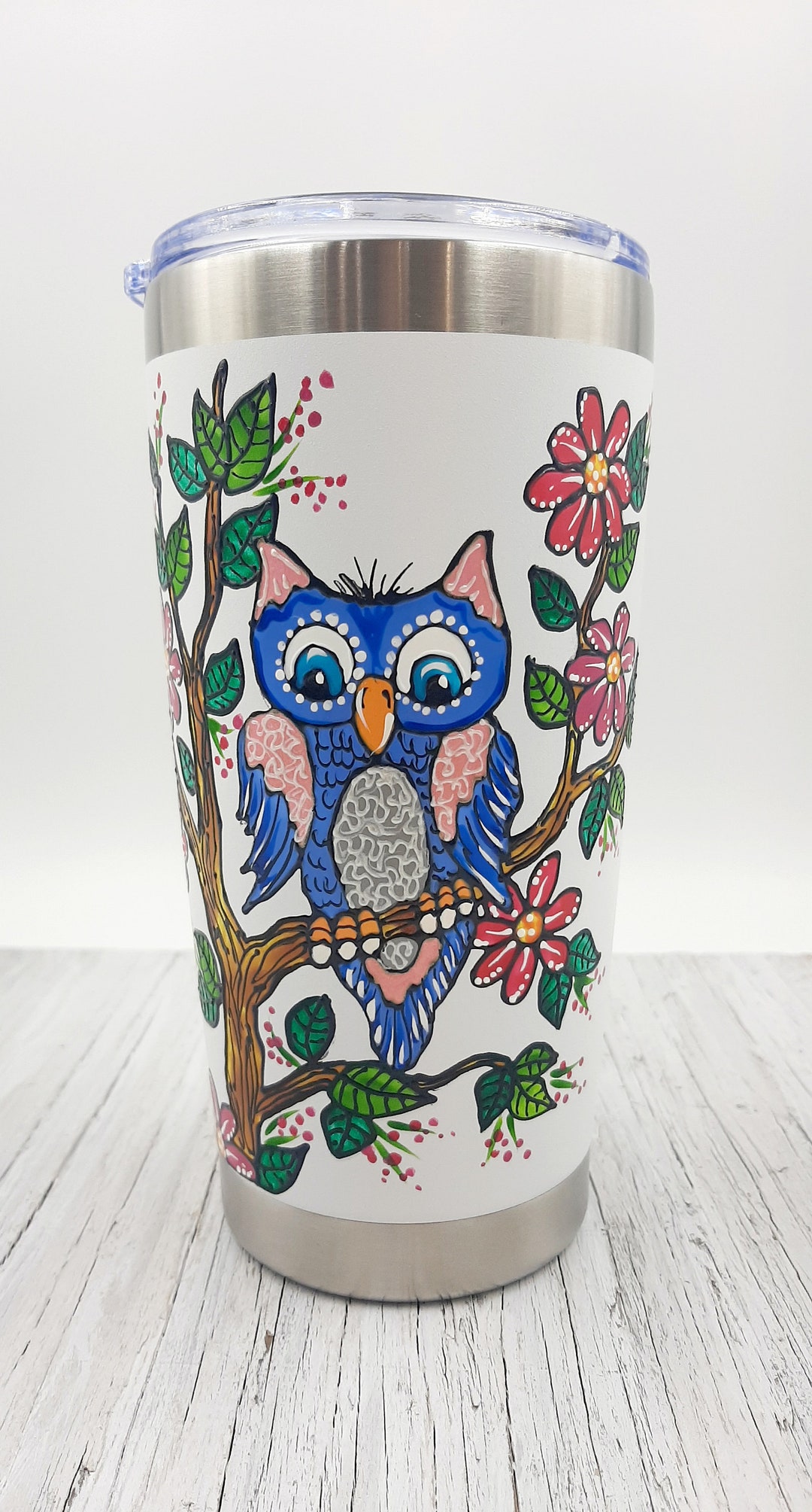 Owl Insulated Mug Large Owl Insulated Cup Adult Gift Etsy