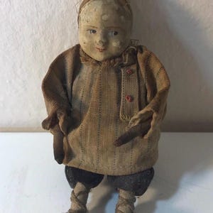 Old Antique Russian Composition Doll W/ Painted Eyes 3 1/2 “