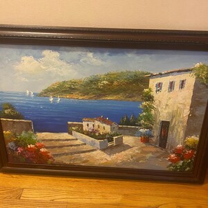 Mediterrane Küstenlandschaft, inspiriert von Orten in Südeuropa, Italien, Griechenland oder der französischen Riviera.