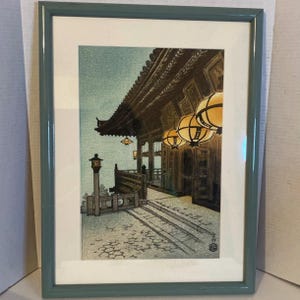 Gravure sur bois (I-207) « La salle Nigatsudo du temple Todaiji à Nara »