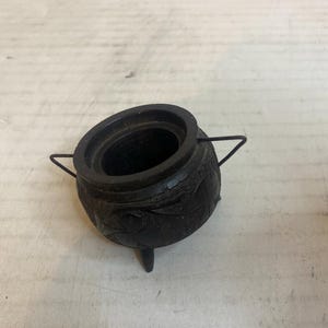 Vintage Miniature Bog Oak Carved Cauldron Irish Killarney Shamrocks