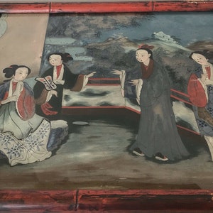 Beautiful Ancient ChineseJapanese Reverse Painting on Glass Portrait Asian Woman
