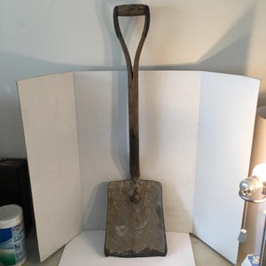 Very Old! Square point coal antique shovel with split wooden handle! Rare!