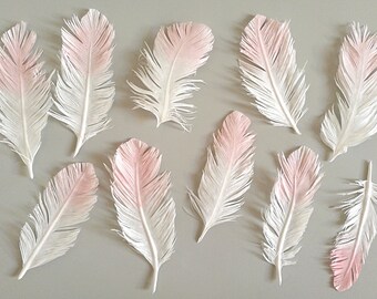Lot 10 vegan feathers in tissue paper, table decoration, interior decoration, party decoration