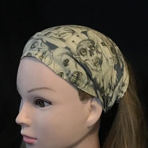 Zombie Walking Dead Headband Bandana Hair Tie Ladies Girls Fashion 100% Cotton Fabric