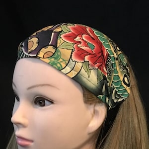 Zen Charmer Tattoo Headband Bandana Hair Tie Ladies Girls Fashion 100% Cotton Fabric
