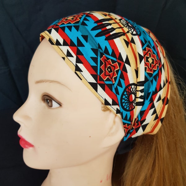 Beautiful Southwest American Style navajo/cherokee influenced design dream catchers headband, ideal Chemo head wear or bandana bandanna