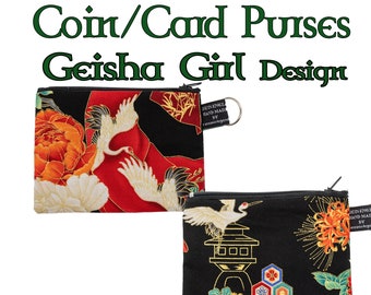 Geisha Floral Designer Stoff Geldbörse Handgefertigt aus Timeless Treasures 100% Baumwolle ideal für Geldkarten Münzen Ideales Geschenk