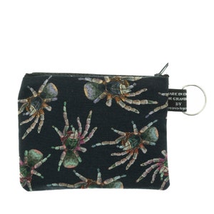 Araignée tarentule ~ sac à main fait main ~ 100 % coton idéal pour les pièces de monnaie de cartes de paiement cadeau idéal ~ veuve noire arachnide