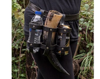 Leren drankholster, perfect cadeau voor feestjes en festivals. Bierblikje, fles, hoornholster, concho, Texas, Mexico. Cadeau voor hem, cadeau voor haar.