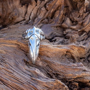 Amazing Odin&#39;s Raven skull ring 925 sterling silver biker ring great gift for xmas men and women, vikings, Thor,