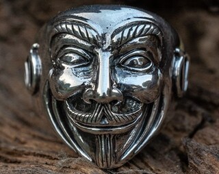Orecchini A Bottone Con Maschera Di V Per Vendetta | Argento Sterling 925, Design Gotico E Punk | Gioielli Unisex ZLING, 6x9mm