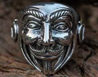 Orecchini A Bottone Con Maschera Di V Per Vendetta | Argento Sterling 925, Design Gotico E Punk | Gioielli Unisex ZLING, 6x9mm