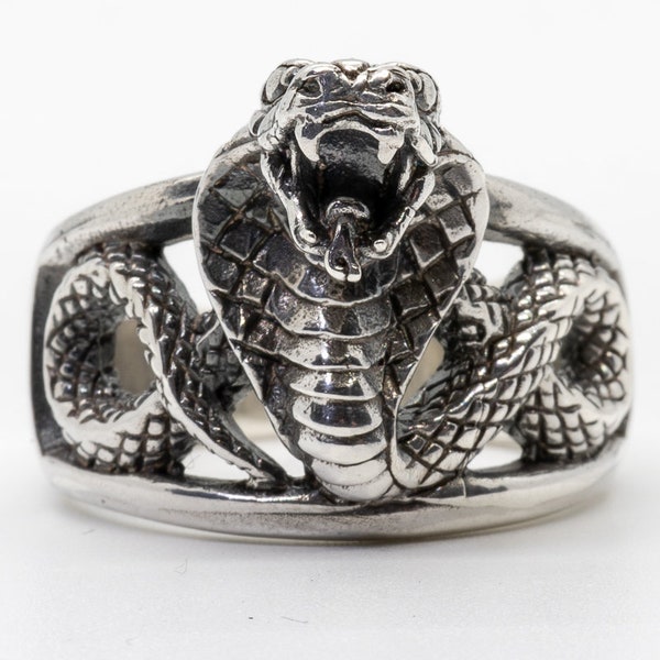 Cobra Ring .925 solid sterling silver, snake ring, reptile silver ring, animal ring, Biker Rocker Gothic Pagan Punk Viking Jewellery