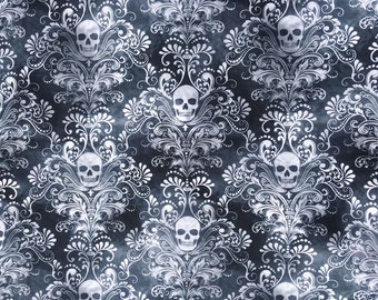Fat Quarter Gothic Filigree Skull designer fabric from Timeless Treasures 100% cotton perfect for making clothing, costumes and accessories