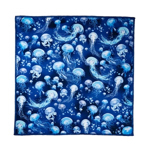 Beautiful design jellyfish swarming in the ocean handmade bandana headband chemowear, Timeless Treasures 100% Cotton Fabric