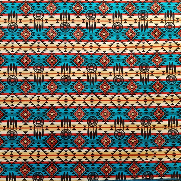 Fat Quarter Beautiful Cherokee Navajo aztec inca Influenced Dream catcher.  Perfect for making clothing costumes and accessories 100% Cotton