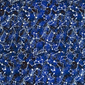 Tissu Constellation phosphorescente Fat Quarter Timeless Treasures 100 % coton, matériau parfait pour les masques, bandanas, vêtements, etc.